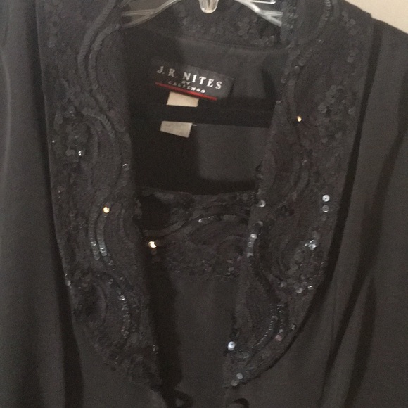 J. R. Nites black sequined spaghetti strap dress & jacket size 7/8 vintage - Picture 2 of 10